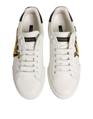 Weiße Portofino Sneakers mit Kronen-Patch für Herren