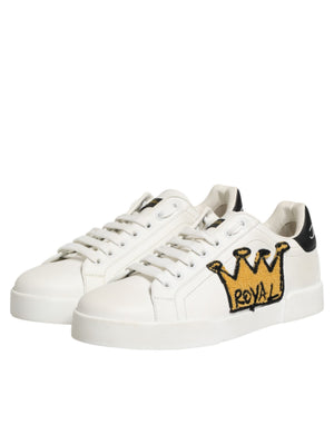 Weiße Portofino Sneakers mit Kronen-Patch für Herren