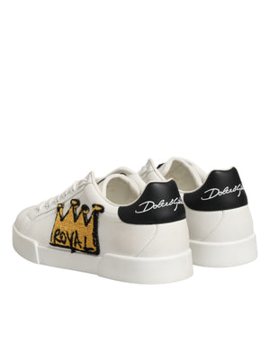 Weiße Portofino Sneakers mit Kronen-Patch für Herren