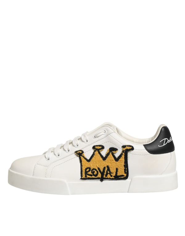 Weiße Portofino Sneakers mit Kronen-Patch für Herren