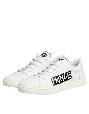 Weiße Prince Leder Low-Top Sneaker für Herren