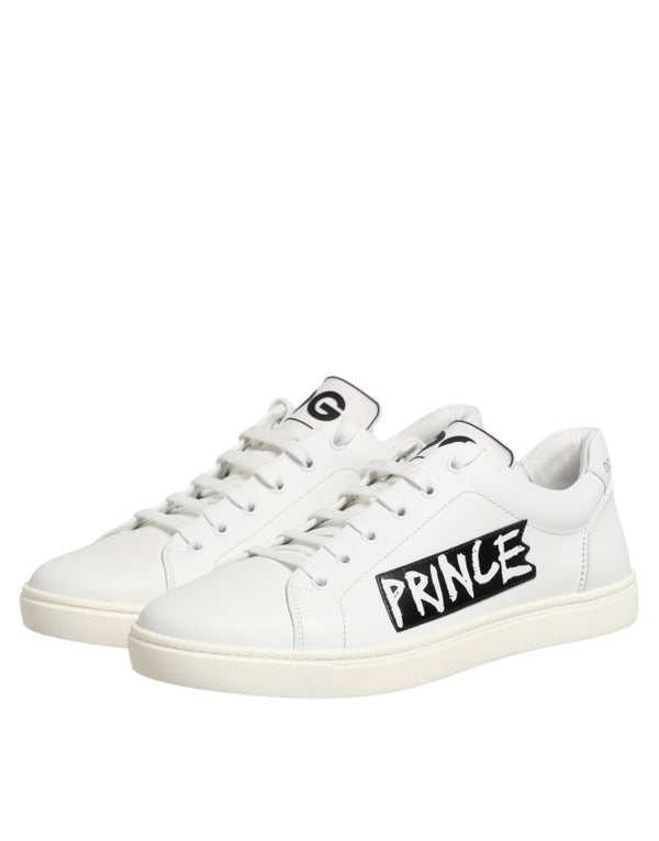 Weiße Prince Leder Low-Top Sneaker für Herren