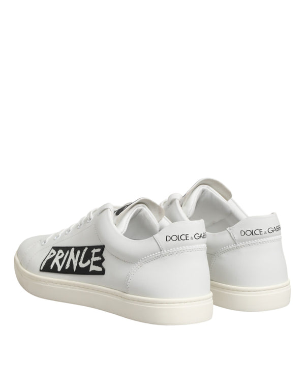 Weiße Prince Leder Low-Top Sneaker für Herren
