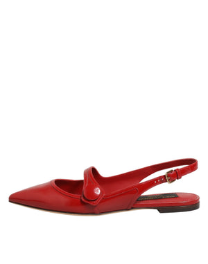 Rote Leder-Slingback-Ballerinas