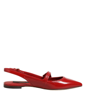 Rote Leder-Slingback-Ballerinas