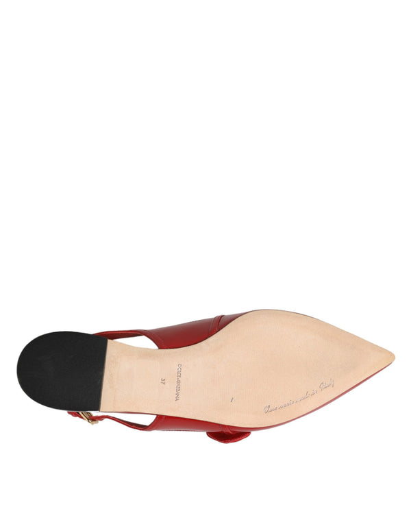 Rote Leder-Slingback-Ballerinas