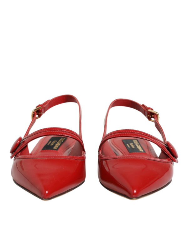 Rote Leder-Slingback-Ballerinas