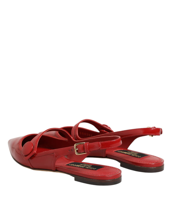 Rote Leder-Slingback-Ballerinas