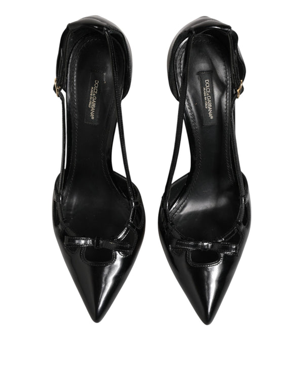 Schwarze Lackleder-Pumps mit hohem Absatz