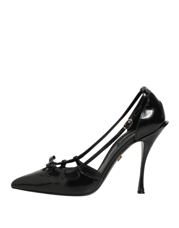 Schwarze Lackleder-Pumps mit hohem Absatz
