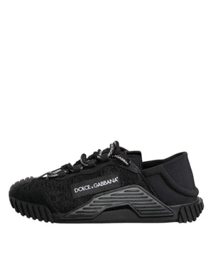 Schwarze Logo-Spitzen-Sneaker NS1