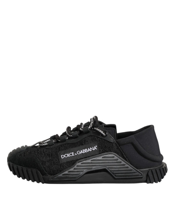 Schwarze Logo-Spitzen-Sneaker NS1