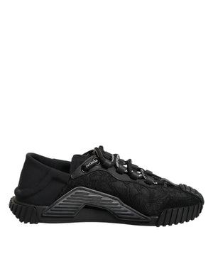 Schwarze Logo-Spitzen-Sneaker NS1