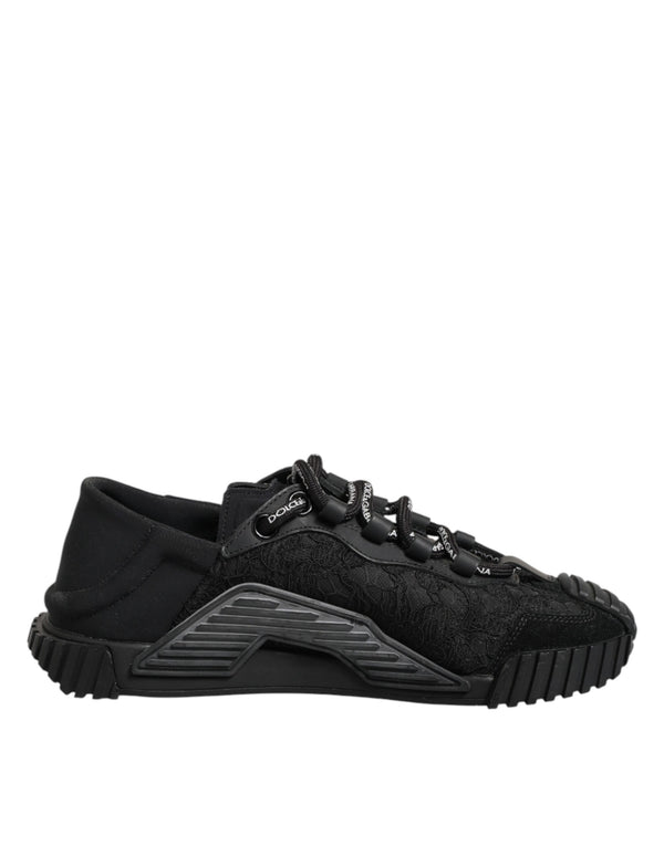 Schwarze Logo-Spitzen-Sneaker NS1