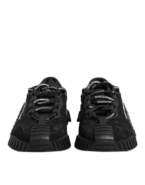 Schwarze Logo-Spitzen-Sneaker NS1
