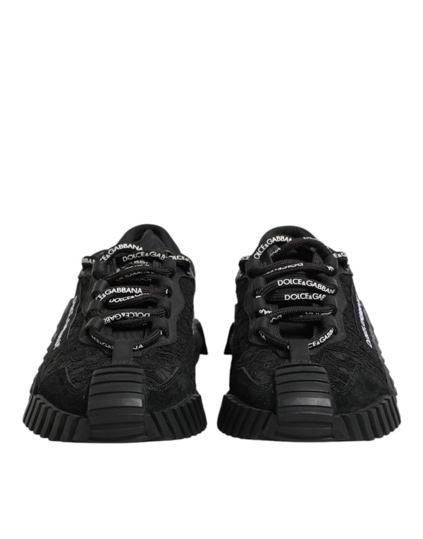 Schwarze Logo-Spitzen-Sneaker NS1