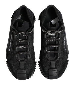 Schwarze Logo-Spitzen-Sneaker NS1