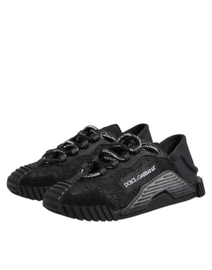 Schwarze Logo-Spitzen-Sneaker NS1