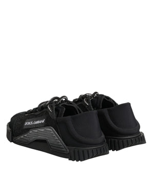 Schwarze Logo-Spitzen-Sneaker NS1