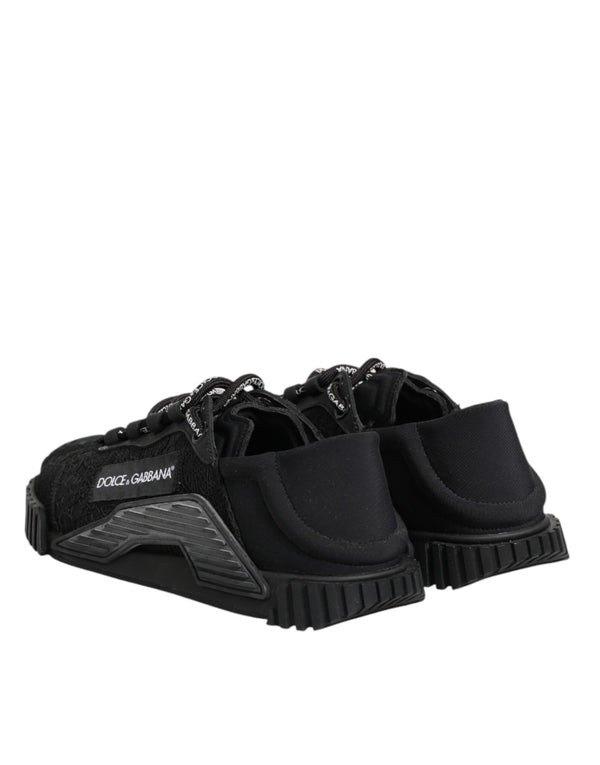 Schwarze Logo-Spitzen-Sneaker NS1
