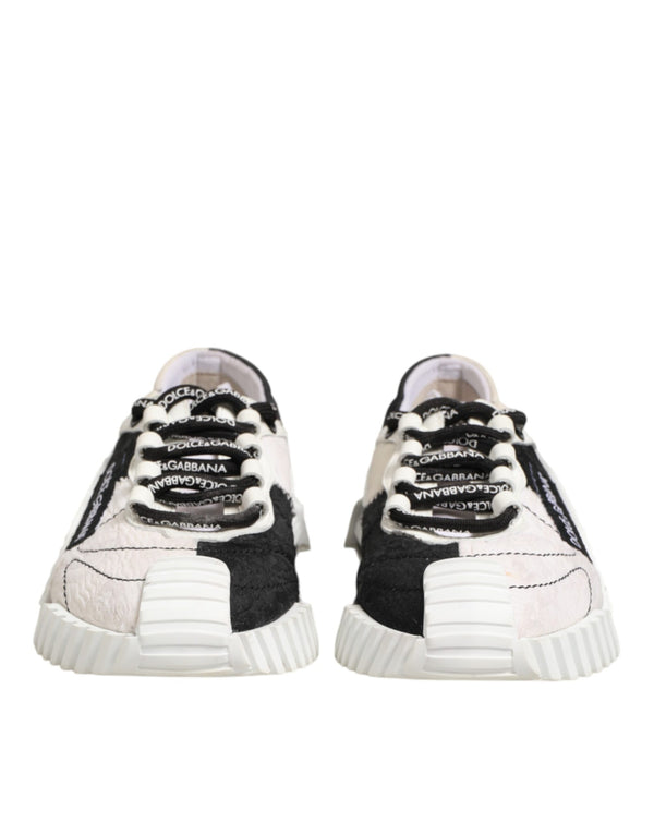 Weiße und Schwarze Leder-Sneaker NS1