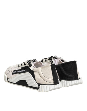 Weiße und Schwarze Leder-Sneaker NS1