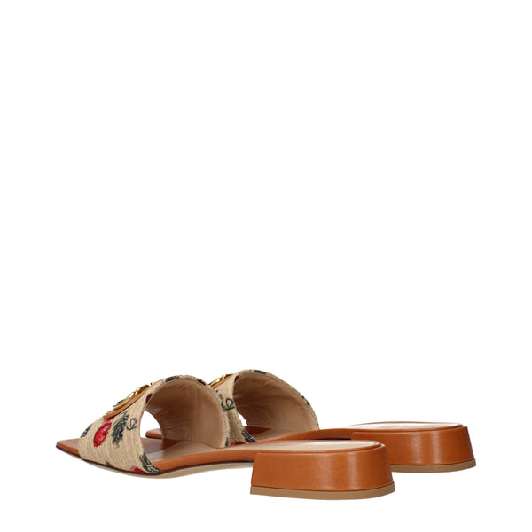 Beigefarbene Raffia-Pantoffeln