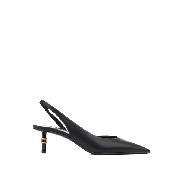Schwarze Leder-Pumps mit hohem Absatz