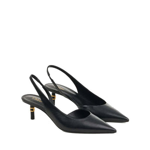 Schwarze Leder-Pumps mit hohem Absatz