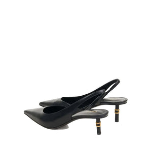 Schwarze Leder-Pumps mit hohem Absatz
