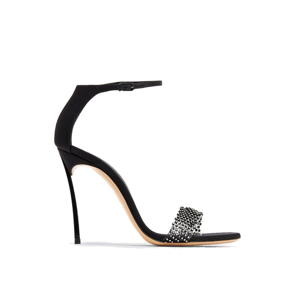 Schwarze Seiden-Stilettos