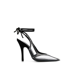 Schwarze PVC-Pumps mit hohem Absatz