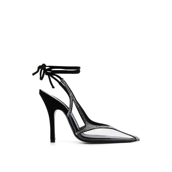 Schwarze PVC-Pumps mit hohem Absatz