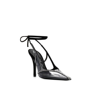 Schwarze PVC-Pumps mit hohem Absatz
