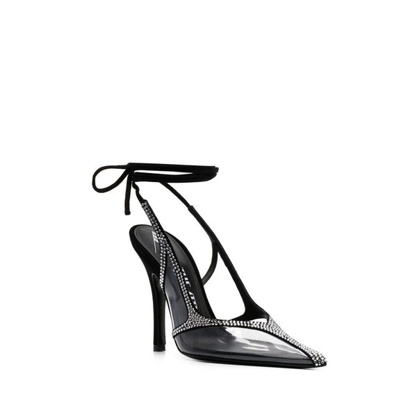 Schwarze PVC-Pumps mit hohem Absatz