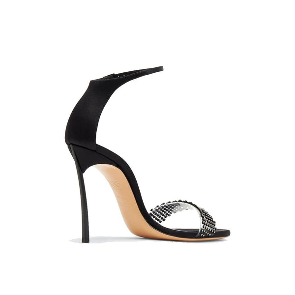 Schwarze Seiden-Stilettos