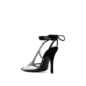 Schwarze PVC-Pumps mit hohem Absatz