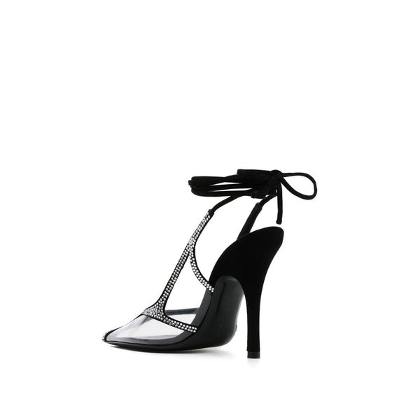 Schwarze PVC-Pumps mit hohem Absatz