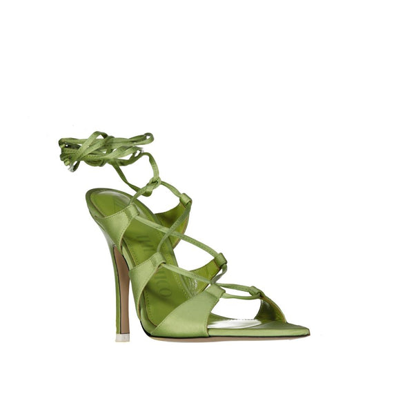 Grüne Seiden-Stilettos