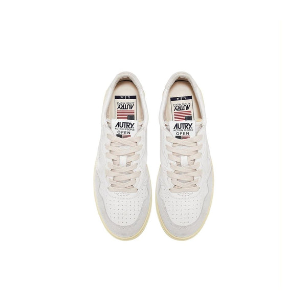 Weiße Leder-Sneaker mit niedrigem Schaft
