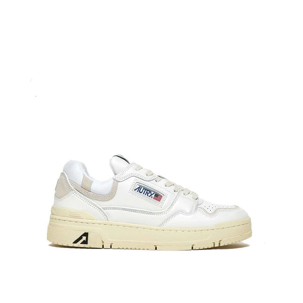 Weiße Leder-Sneakers mit niedrigem Schaft