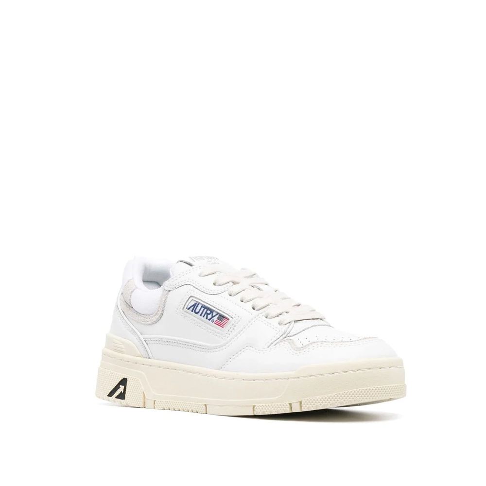 Weiße Leder-Sneakers mit niedrigem Schaft