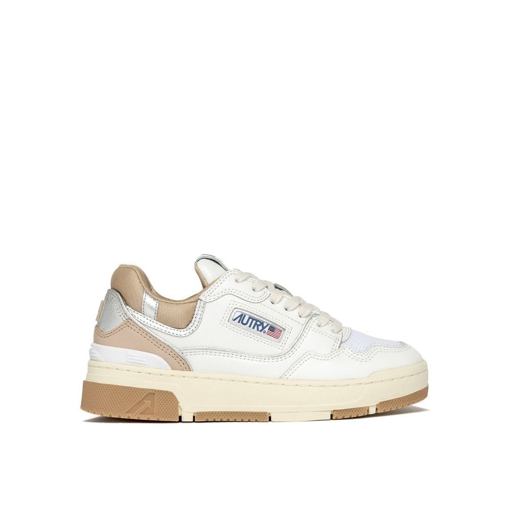 Weiße Leder-Sneaker mit niedrigem Schaft