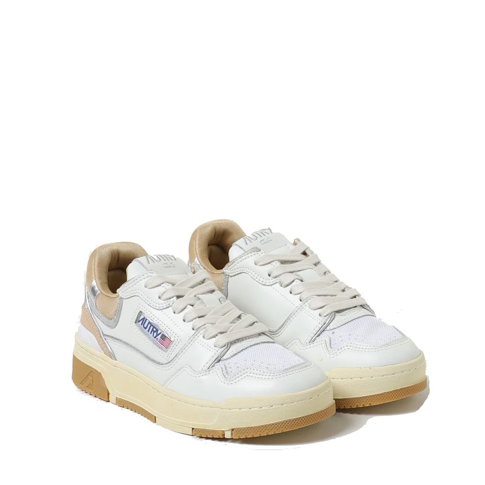 Weiße Leder-Sneaker mit niedrigem Schaft