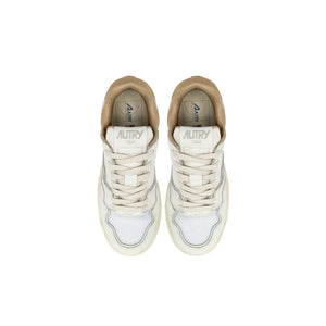 Weiße Leder-Sneaker mit niedrigem Schaft