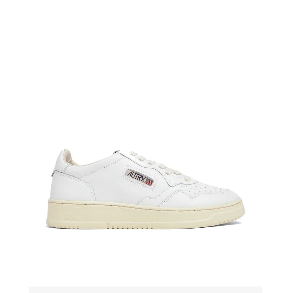Weiße Leder-Sneakers mit niedrigem Schaft