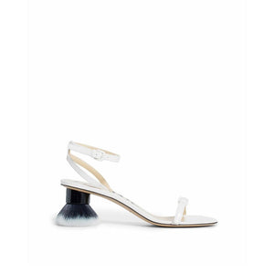 Weiße Stiletto-Sandalen aus Lammleder