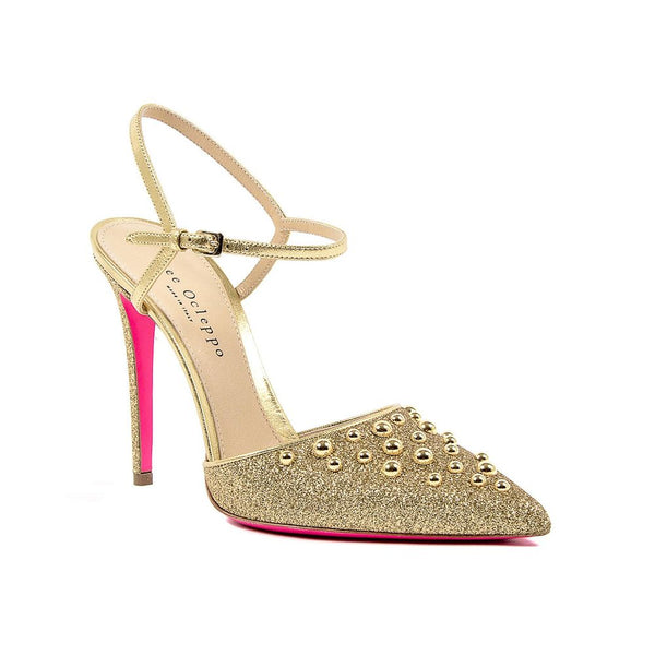 Goldene Leder-Plateau-Pumps