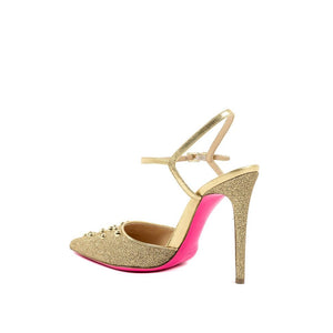 Goldene Leder-Plateau-Pumps