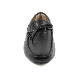 Schwarze Leder-Slipper